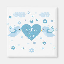 Bébé bleu de coeur d'inséparables magnets pour réfrigérateur
