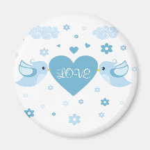 Bébé bleu de coeur d'inséparables magnets pour réfrigérateur
