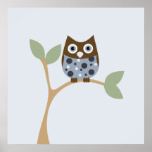 Bébé bleu de hibou affiches