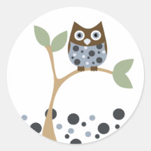 Bébé bleu de hibou autocollant rond