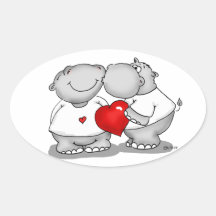 Bécotez-vous - la Saint-Valentin de baiser d'hippo Autocollants