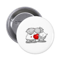 Bécotez-vous - la Saint-Valentin de baiser d'hippo Badges Avec Agrafe