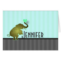 Bel salutation personnalisée de motif par éléphant cartes