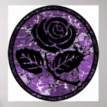 Beunruhigte Rosen-Silhouette-Miniatur - lila Posterdruck