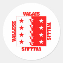 Bezirk-Flagge Wallis die Schweiz Runde Aufkleber