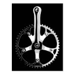Bicyclette Crankset - blanc de Pista sur le noir Carte Postale