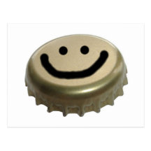 Bierflasche-Kappen-Smiley Postkarte
