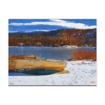 Big Bear See, Schnee und Boot
