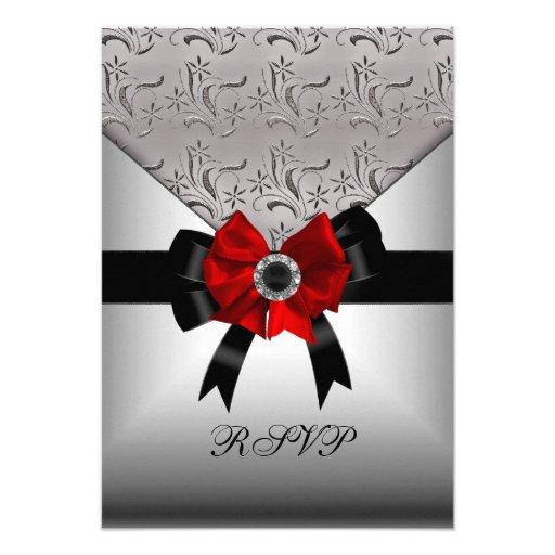 Bijou rouge noir floral d'arc d'argent d'anniversa faire-part