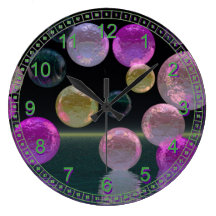 Bijoux de nuit - brillant magenta et noir abstrait horloges murales
