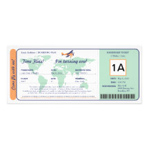 Billet de carte d'embarquement d'anniversaire de c cartons d'invitation personnalisés