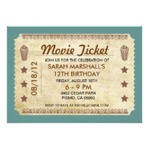 Billet de film cartons d'invitation