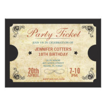 Billet de partie invitations