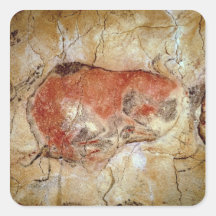 Bison von den Altamira Höhlen Quadrataufkleber