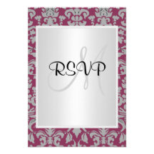 Blanc marron de mariage damassé RSVP Invitations Personnalisables