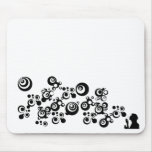 Blanc noir de soufflement de bulles de silhouette  tapis de souris