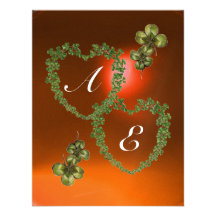 Blanc VERT de MONOGRAMME de COEURS de SHAMROCK, or Invitations Personnalisables