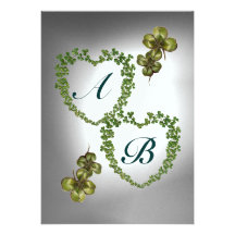 Blanc vert orange de SHAMROCK de MONOGRAMME VERT d Carton D'invitation