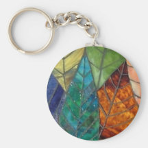 Blätter - beflecktes Glas Keychain Schlüsselanhänger