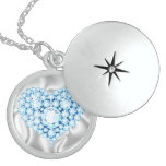Blau Jeweled Herz-SterlingsilberLocket Anhänger