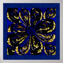 Blau-u. Goldcollage Poster