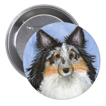 Blaubeere blauer Merle Sheltie durch Amy Bolin Anstecknadelbuttons