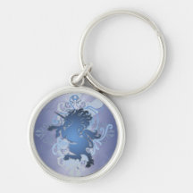 Blaue Fantasie-städtisches Einhorn Keychain Lite Schlüsselband