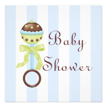 Blaue Geklapper-Babyparty-Einladung