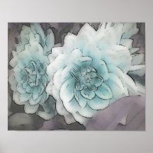 Blaue tropische Blumen Plakate