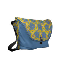 Blaue und gelbe Blumen Rickshaw-Bote-Tasche Kurier Taschen