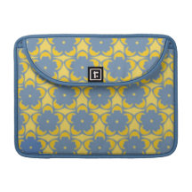 Blaue und gelbe Blumen-Rikscha-Klappen-Hülse MacBook Pro Sleeves