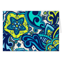 Blaue und grüne Blumenkarte