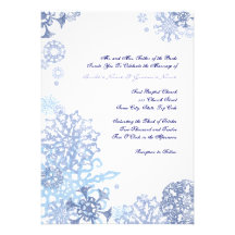 Blaue und weiße Schneeflocken, die Einladung 3 Wed