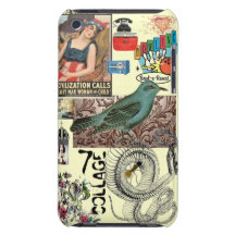 Blaue Vogel-Collagen-IPod-Abdeckung iPod Case-Mate Hüllen
