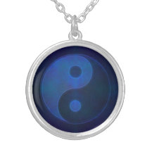 Blaue Yin Yang Halskette