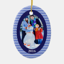 Blaue Zickzack Weihnachtsfoto-Verzierung Ornamente