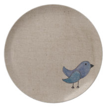 Blauer Emo Vogel Flache Teller