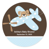 Blauer Flugzeug-Babyparty-Aufkleber