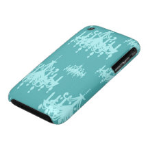 blauer Leuchterdamast auf blauem Aqua Case-Mate iPhone 3 Hülle