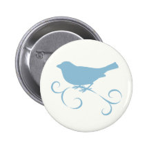 Blauer Spatz mit Band Button