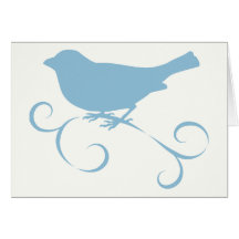 Blauer Spatz mit Band Karte