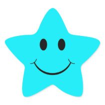 Blauer Stern-Smiley-Aufkleber