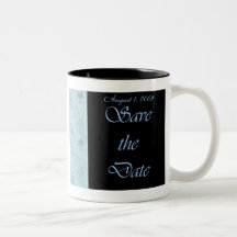 Blauer und schwarzer Save the Date Wedding Becher Kaffee Tassen