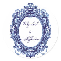Blauer Vintager Rahmen-mit Monogramm Aufkleber