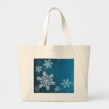 Blauer Weihnachtsschneeflockehintergrund Einkaufstasche