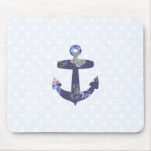 Blaues Anker mit Blumenmousepad