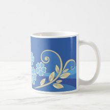 Blaues Blumen-Gold verlässt eleganten Strudel Tee Haferl
