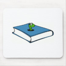 Blaues Buch-Wurm Mousepads