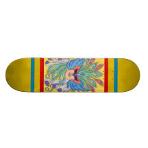 Blaues Flügel-Karneval-Masken-Skateboard Bedruckte Skateboarddecks