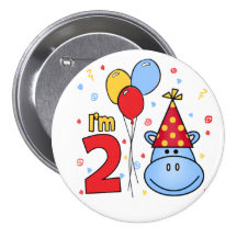 Blaues Flusspferd-Gesichts-2. Geburtstag Anstecknadel